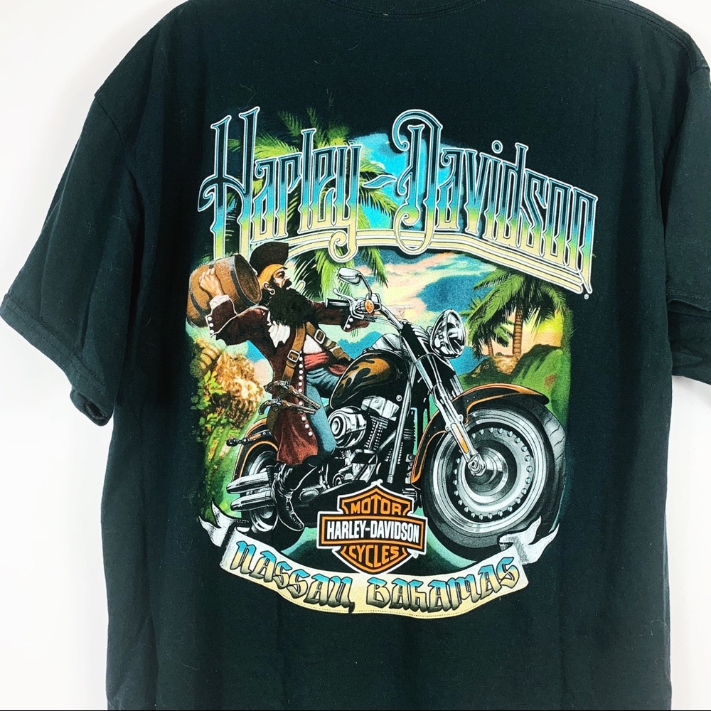 Harley Davidson Pirate Bahamas Black Graphic Shirt